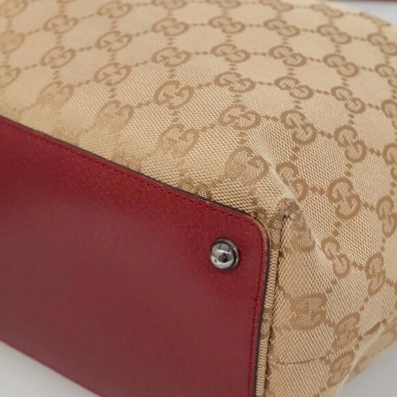 GUCCI GG Canvas Tote Bag Beige Silver 120836 Auth SW830 - Picture 4 of 16